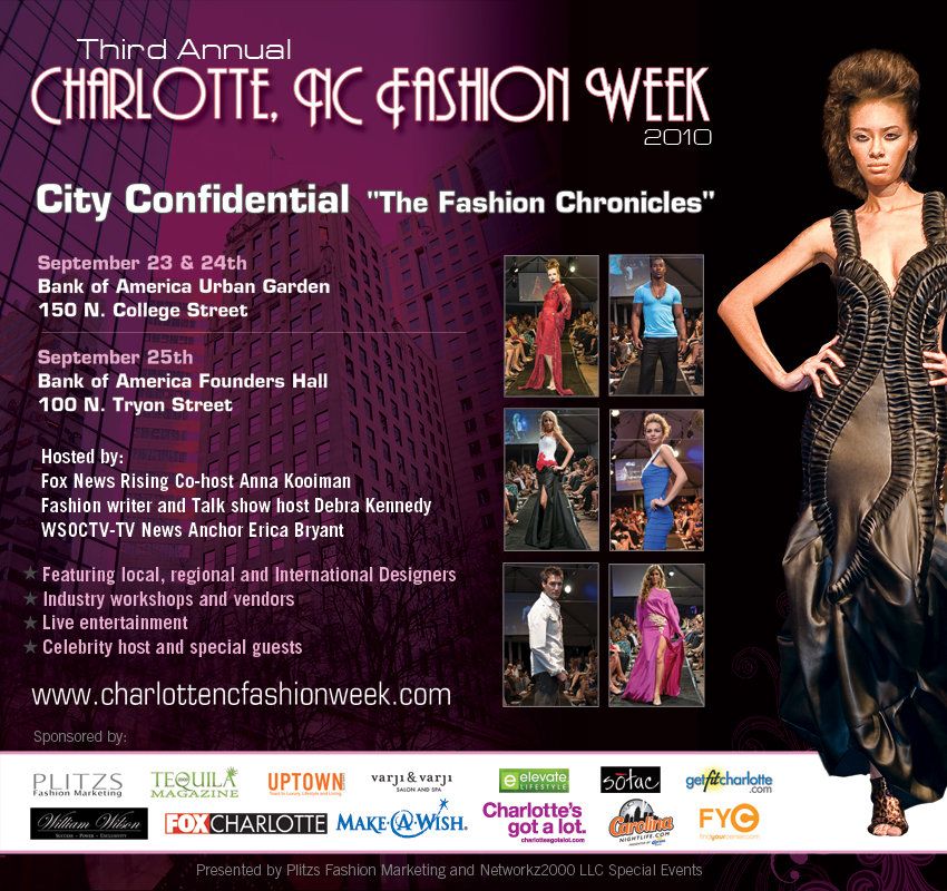 3rd Annual Charlotte NC Fashion Week Sept 23 to 25 Mark Your